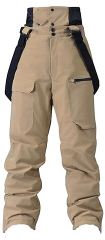 Pantalón de esquí para hombre, forrado, invierno, snowboard, con tirantes ajustables, resistente al viento, cálido, deportivo, cómodo, pantalones de senderismo, resistentes al viento, softshell, para
