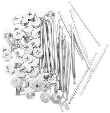 FIXOSHEE 20 Sets Furniture Cam Lock Fittings with Double-ended Connecting Dowels Heavy Duty Cabinet Connectors for Wardrobe Assembly