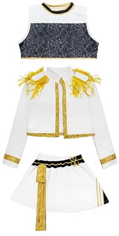 Bocguy Animes Cosplay Costume, Costume Cosplay Ragazza, per Halloween Gioco di Ruolo Carnevales Partys Abito da Palcoscenico Set Completo per Carnevale Feste (1# Blanc, 120)