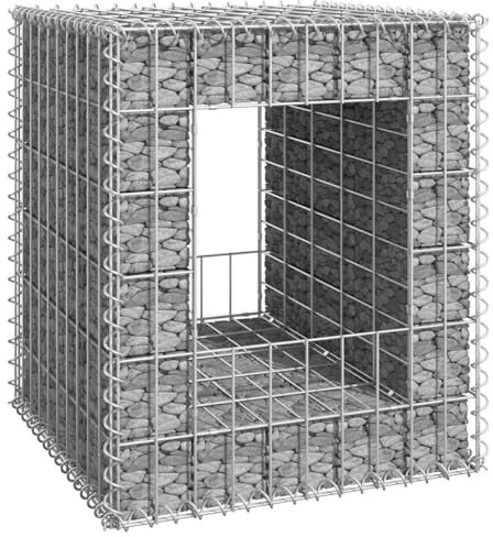 Nqyjm Trädgårdsnät staket gabion korgstolpe 50 x 50 x 60 cm järn, gabionväggsstenar för utomhusterrass dekorativ gräsmatta