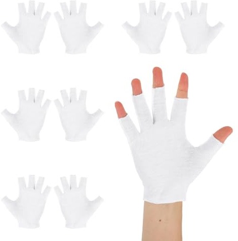 4 Pares de Guantes Algodón, Guantes de Algodón Sin Dedos Adecuados para Manos Secas Livianos e Hidratantes Humectan Durante la Noche y Alivian los Síntomas
