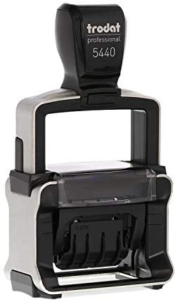 Trodat 5440/L Professional Self Inking Date Stamp with 4 English Phrase Options – Date Red, Text Blue, 81 x 46 x 155 mm