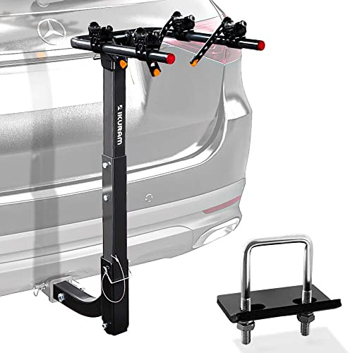 IKURAM R 2 Bike Hitch Mount Foldable Bicycle Carrier, Fits 2 Receiver