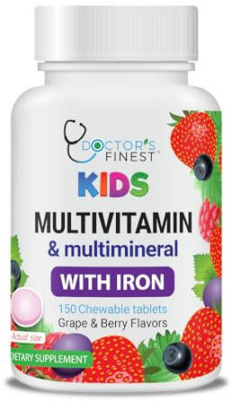 Lifeable Multivitamin & Multimineral with Iron Chewables for Kids – Vegetarian – Gluten Free Vegetarian – Great Tasting - Natural Flavored Pectin Chews with Vitamins A, B, C, D & E – 150 Count