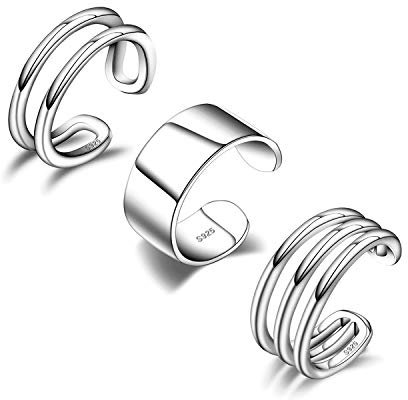 CHIC & ARTSY 3Pcs Ear Cuff Set Damen Ohrmanschette Ohrringe 925 Sterling Silber Earcuffs Set Helix Knorpel Ohrmanschette Ohne Ohrloch Wickelohrring Fakepircings Ohr Cuffs Ohrklemme