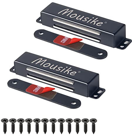 Mousike Serratura Magnetica per Porta Heavy Duty 40KG Magnete per Porta in Acciaio Inossidabile con Forte Serratura Magnetica per Armadio da Cucina Armadio Armadio per Porta (Nero Confezione da 2)