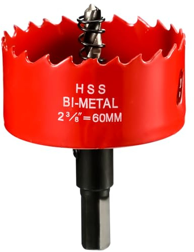 Lochsäge 60mm, M42 HSS Lochbohrer Set Bimetall mit Sechskant-Schaft und Zentrierenden Metallbohrern Bohrkronen Set für Metall,Eisen,Aluminium,Holz,Trockenbau, Kunststoff, Faserplatten, Rot
