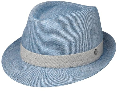 LIERYS Payato New Denim Cappello Trilby Screziato Multicolore con Fascia Tessuto Prodotto in Italia Unisex Tutto l Anno
