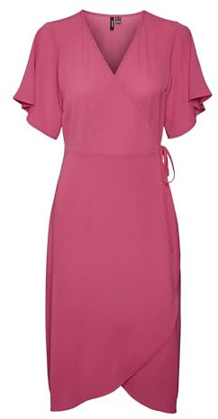 VERO MODA Vmsaki SS Calf Wrap Dress GA Noos Robe, Rose, XS Femme