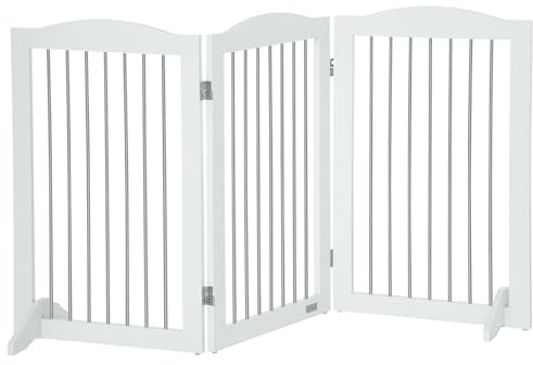 PawHut Foldable Dog Gate, Freestanding Pet Gate with Two Support Feet