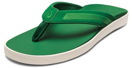 OluKai Leeward Men's Beach Sandals, Quick-Dry Flip Flop Slides, Water Friendly Versatility & Wet Grip Traction, Comfort Fit & Arch Support, Bamboo/Bamboo, 10