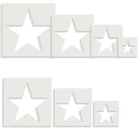 14 plantilla estrellas para pintar, 7 tamaños, reutilizable