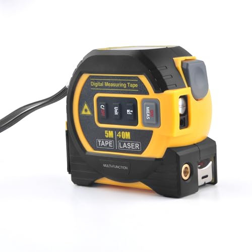 Miangerrn Telemetro laser: strumento 3 in 1 con laser, crossline e metro a nastro da 5 m, misura la distanza da 0 a 40 m, calcola area, volume, trigonometria e altro ancora