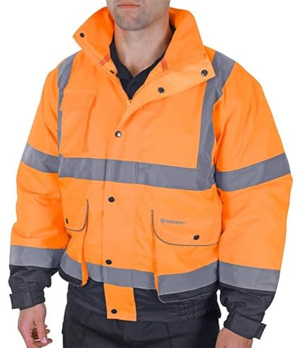 BEESWIFT Two-Tone HI-VIS Constructor Bomber Jacket Orange/Navy XL