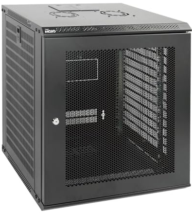 Tecmojo 12U 450mm Depth Wall Mount Server Cabinet IT Network Rack Enclosure Lockable Door and Side Panels Black, Standard Mesh Door, for 19” IT Equipment, A/V Devices, Flat Package