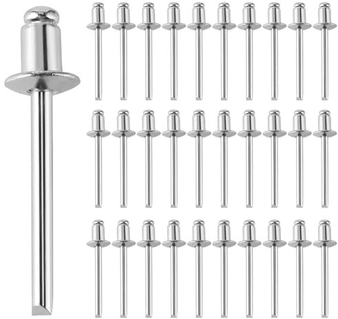 HENGBIRD 150 remaches ciegos, 4,8 x 16 mm, remaches de aluminio, remaches ciegos con brida grande, mandril de acero para metal, plástico, madera