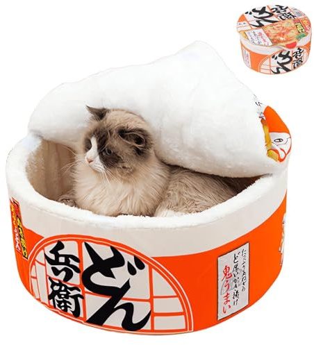 ZHUIYIWIN Casa Gatos Interior, Cueva Suave Gato, Casa para Gatos Interior, con Cojín Interior Extraíble y Lavable, para Gatos Pequeños Animales Interiores (Naranja, 50 x 50 x 20 cm)