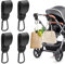 DAWRIS Kinderwagen-Clips, 4 Stück, Leder-Buggy-Clips für Kinderwagen, verstellbare Kinderwagen-Taschen-Clips, Kinderwagen-Zubehör, Kinderwagen-Clips, Kinderwagen-Haken, Buggy-Zubehör