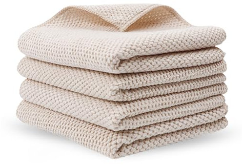 Paño de Limpieza de Microfibra, 4 xPaños Reutilizables para Vajillas, 30 x 30 cm Toallas de Limpieza Multiuso,para Cocina Coches Ventanas Vidrios Espejos Automóviles Grifos Baño