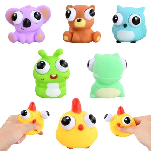 Conjunto de 6 Juguetes Anti Estrés, Divertidas Pelotas Antiestrés para Niños y Adultos, Juguete Fidget Squeeze, Pelotas para Aliviar el Estrés, Regalos y Recuerdos para Cumpleaños Infantiles