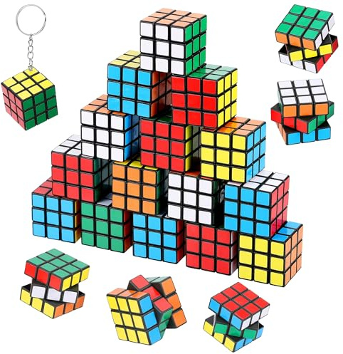 Fentar Lot de 20 mini cubes Speed Cube de 7,6 x 7,6 cm pour enfants, sacs de fête classiques pour garçons et filles, mini porte-clés en forme de cube puzzle pour enfants, récompenses, cadeaux de