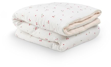 CuddleCo Trapunta per lettino di alta qualità, 125 x 100 cm, morbida e confortevole, per bambini e bambine, ideale per la cameretta dei bambini (ciliegia)
