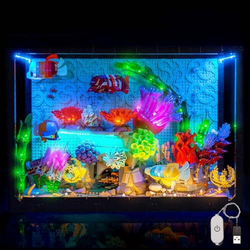 Juego de luces LED compatible con acuario tropical Lego 10366 (no modelo), regulador táctil con interruptor de iluminación decorativa, compatible con bloques de construcción de acuario tropical de