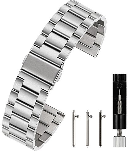 Berfine Unisex Edelstahl Schnellspanner Uhrenarmband 20mm Silber