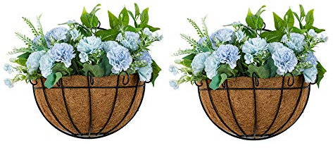 Nuptio 2 Pezzi Fioriera da Parete Fioriere Parete Sospese Esterno Cestini Sospesi Artificiali per Piante Vasi Sospesi da Esterno per Piante con Fodera per Cesto Appeso