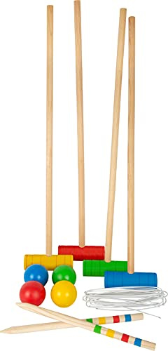 Small Foot 11879 Quatuor de bois pour croquet, classique pour l'extérieur, jouet, multicolore, dès 3 ans