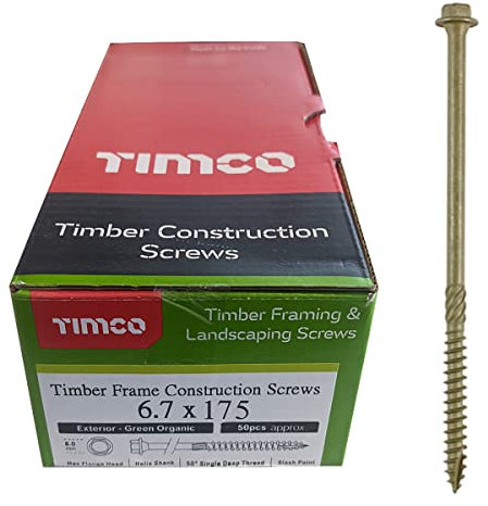 TIMCO Timber Screws – Hex Head – Exterior Green – 6.7 x 175 - Box of 50