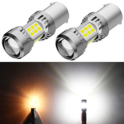 PHINLION 3200 Lumens Super Bright 1156 1141 3497 P21W 7506 LED Reverse Light Bulbs with Projector for Car Truck RV Backup Lights, 6000K Xenon White
