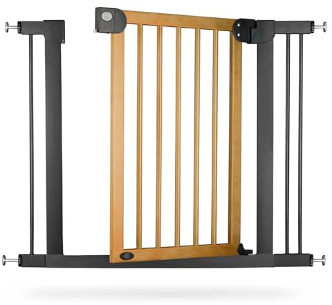 Nukido Treppenschutzgitter Ohne Bohren Türschutzgitter 90° Stop Türgitter Baby Kinder Kindergitter Schutzgitter Breite Verstellbar 76-104 cm Braun Schwarz 104 x 77 cm