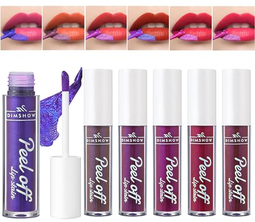 CHSEEO 6 Farben Peel Off Lip Stain Set, Magic Tattoo Lipgloss Set Lip Tint, Non-Stick Easy Peel Off Matt Waterproof Long Lasting Lipstick, Lippenstift Set Für Frauen Mädchen Womens Girl Makeup #1