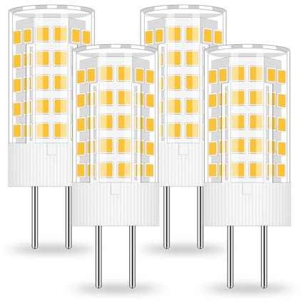 BROLSKUN GY6.35 LED 12V-Niedervoltlampe Ersatz für Herkömmliche 50W 40W Bi-Pin Leuchtmittel 4W Warmweiß 3000K Mini Birne Nicht Dimmbar 4er Pack
