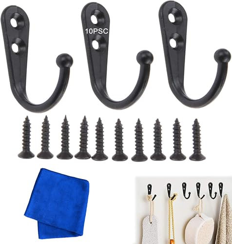 CZNBZIU Klassische Metall-Haken, Handtuch-Haken, Kleider-Haken, Eisen-Haken, Wand-Haken, Antikes Guss-Eisen Design, Vintage Landhaus Retro，10Er Set, Bronze