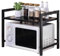 JSUDQR 2 Livelli Ripiano per Microonde Espandibile Nero Supporto per Microonde Allungabile in acciaio al carbonio Mensola Microonde Scaffale da Cucina con 5 Ganci Lunghezza 40-60cm