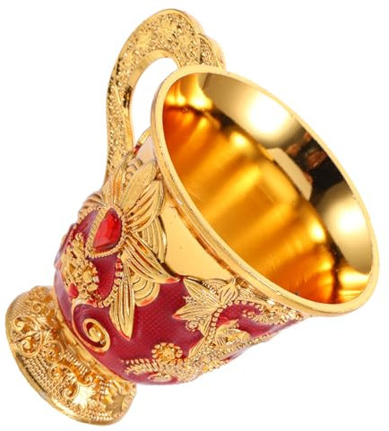 ABOOFAN Copa Miniatura Dorada para Ofrecimiento De Agua Cáliz De Metal con Relieve para Ceremonias Religiosas y Resistente Caídas Estilo Vintage