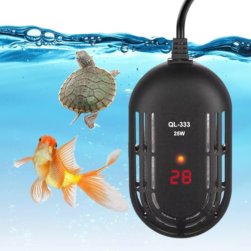 Calefacción de acuario, calentador de acuario de 25 W con indicador de temperatura, varilla calefactora para peces, calefacción para tortugas, mini calefacción de acuario para peces, tortugas, agua