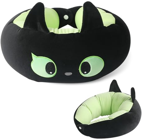 BEKKLPOU Cuscino A Forma Di U Dei Cartoni Animati, Cuscino Da Viaggio, Cuscino Da Viaggio Per Bambini, Trasformabile, Adatto Per Viaggi, Casa E Ufficio (Verde)