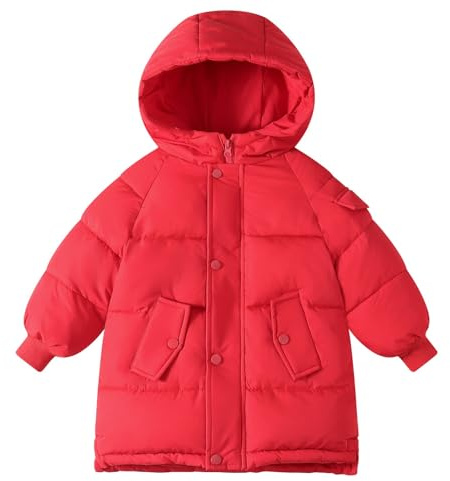 OBiQuzz Giacca trapuntata per bambini e bambine: piumino lungo, giacca invernale calda, con chiusura lampo, cappotto invernale, tinta unita, traspirante, per bambini, classico e confortevole, Colore