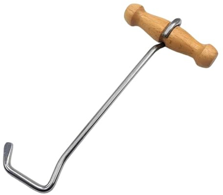 Pegciuho Wooden Handle Boot Puller Comfortable Tightening Hook for Cowboy Boots, Equestrian Boot Hook with Wooden Grip, Easy Boot-On Tool for Riding, Hiking & Work Boots