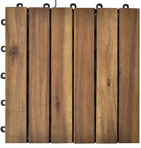 11x Terrassenfliesen Balkonfliesen Bodenfliesen Akazien-Holzfliesen 30 x 30 cm, 1m², leicht verlegbar, geölt. Grundpreis 24,99€/m²