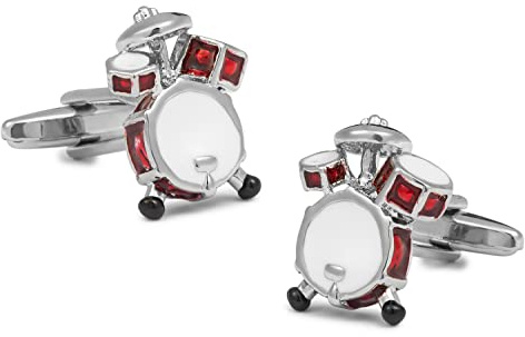 Gemelolandia | Gemelos Para Camisa de Batería Musical Esmaltada Gemelos Originales Para Camisas | Para Hombres y Niños | Regalos Para Bodas, Comuniones, Bautizos y Otros Eventos