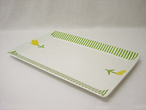 Bandeja Fuente Servir Ming Rectangular Porcelana Rayas TULIPAN Verde