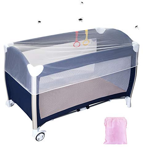 LEMESO Moustiquaire Protection Anti-Insectes Universelle pour Landau, Auto-siège, Lit Parapluie, Moustiquaire Poussette Universelle pour Bébés, Enfants-Taille L