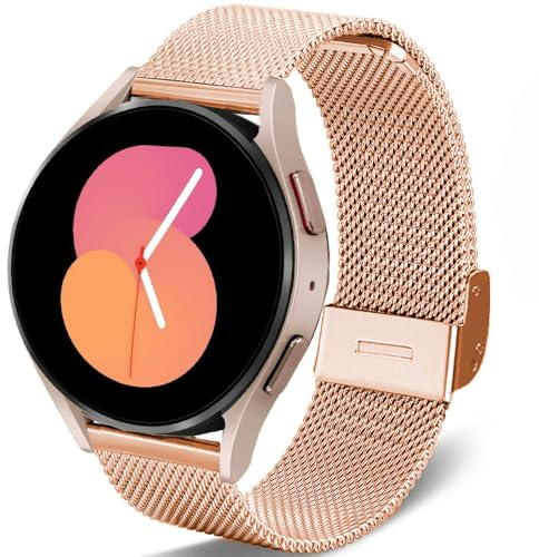 DEALELE Kompatibel med Samsung Galaxy Watch 6/6 Classic/5/5 Pro/4/4 Classic/3 41 mm/Active 2, 20 mm rostfritt stål metallnät ersättningsrem för Huawei GT3 42 mm/GT2 42 mm