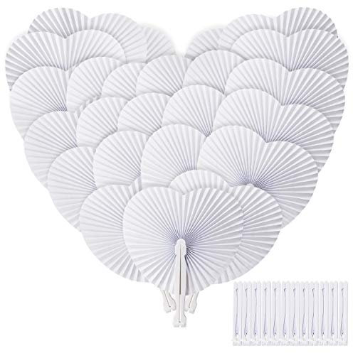 ZOOI Fächer Hochzeit 36 Pack Handfächer Hochzeitsdeko Fächer Weiß Handfächer Papierfächer Hochzeit Deko, Faltfächer Fecher Damen Hochzeit Gäste für Party, Wedding, Fotografie, Wand Dekoration