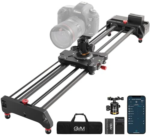 GVM Motorized Camera Slider,31 Wireless Carbon Fiber Dolly Rail Camera Slider with APP Control, Motorized Time Lapse and Video Shot Follow Focus Shot and 120 Degree Panoramic Shooting