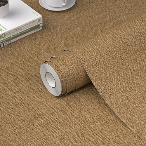 WADILE Grasscloth Peel and Stick Wallpaper 15.7in x 78.7in, Textured Contact Paper for Cabinets, Faux Linen Wall Paper Pull and Stick, Fabric Vinyl Wallpaper Self Adhesive Coffee